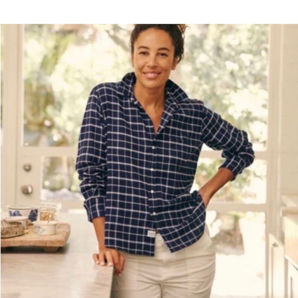 Frank & Eileen Navy Plaid Barry Flannel Button Down Shirt - S